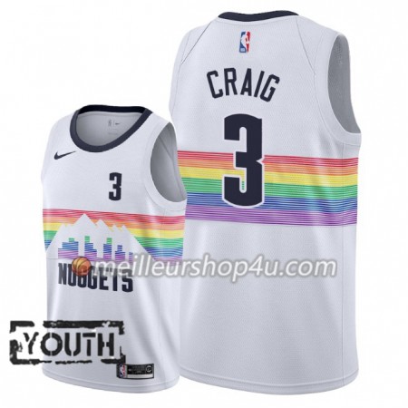 Maillot Basket Enfant Denver Nuggets Torrey Craig 3 2018-19 Nike City Edition Blanc Swingman